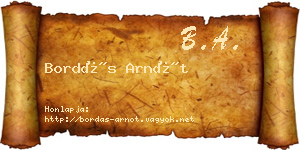 Bordás Arnót névjegykártya